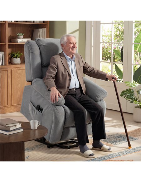 HOMCOM Recliner Armchair Lift Chair, Electric Recliner Chair with Vibration Massage and Heat, Wide Seat, USB Port, Light Grey - pic 206155 | FastDaddyshop