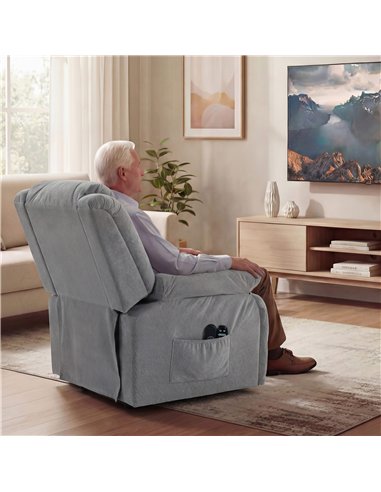 HOMCOM Recliner Armchair Lift Chair, Electric Recliner Chair with Vibration Massage and Heat, Wide Seat, USB Port, Light Grey
