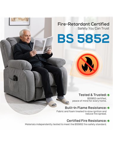 HOMCOM Recliner Armchair Lift Chair, Electric Recliner Chair with Vibration Massage and Heat, Wide Seat, USB Port, Light Grey