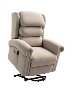 HOMCOM Velvet-Feel Electric Riser Recliner Chair - Khaki