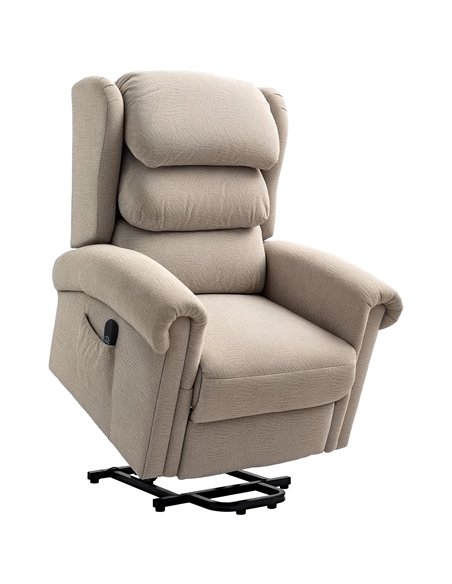 HOMCOM Velvet-Feel Electric Riser Recliner Chair - Khaki - pic 206163 | FastDaddyshop