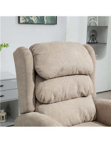 HOMCOM Velvet-Feel Electric Riser Recliner Chair - Khaki