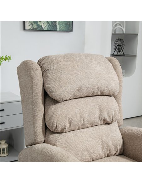 HOMCOM Velvet-Feel Electric Riser Recliner Chair - Khaki - pic 206169 | FastDaddyshop