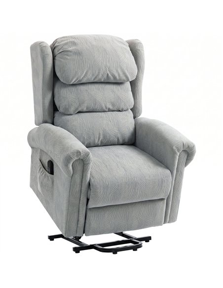 HOMCOM Velvet-Feel Electric Riser Recliner Chair - Grey - pic 206172 | FastDaddyshop
