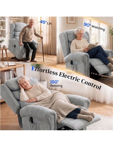 HOMCOM Velvet-Feel Electric Riser Recliner Chair - Grey