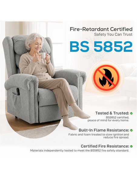 HOMCOM Velvet-Feel Electric Riser Recliner Chair - Grey - pic 206178 | FastDaddyshop