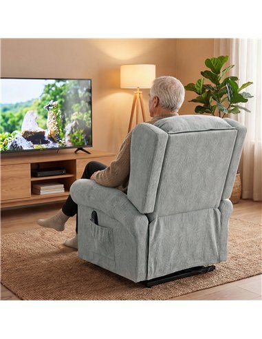 HOMCOM Velvet-Feel Electric Riser Recliner Chair - Grey