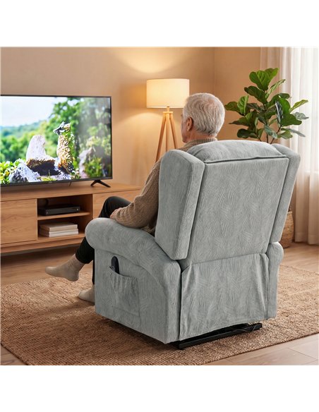 HOMCOM Velvet-Feel Electric Riser Recliner Chair - Grey - pic 206179 | FastDaddyshop