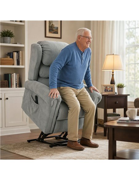 HOMCOM Velvet-Feel Electric Riser Recliner Chair - Grey - pic 206180 | FastDaddyshop