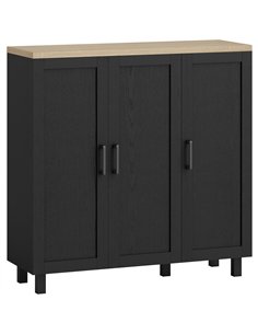 HOMCOM Sideboard Buffet Cabinet, Kitchen Storage Cabinet with 3 Doors and Adjustable Shelves for Living Room, Kitchen, Black