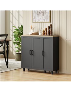 HOMCOM Sideboard Buffet Cabinet, Kitchen Storage Cabinet with 3 Doors and Adjustable Shelves for Living Room, Kitchen, Black 2