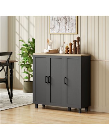 HOMCOM Sideboard Buffet Cabinet, Kitchen Storage Cabinet with 3 Doors and Adjustable Shelves for Living Room, Kitchen, Black
