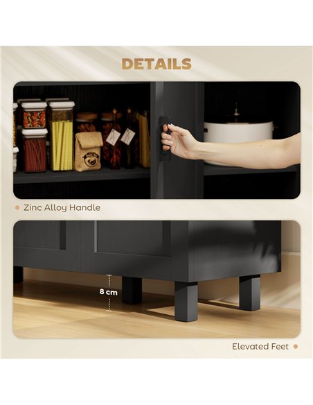 HOMCOM Sideboard Buffet Cabinet, Kitchen Storage Cabinet with 3 Doors and Adjustable Shelves for Living Room, Kitchen, Black - pic 206213 | FastDaddyshop