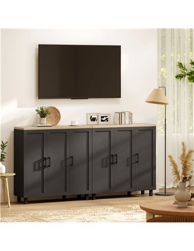 HOMCOM Sideboard Buffet Cabinet, Kitchen Storage Cabinet with 3 Doors and Adjustable Shelves for Living Room, Kitchen, Black
