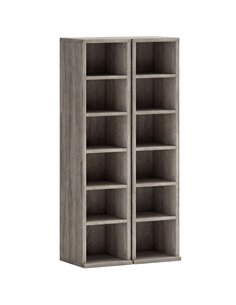 HOMCOM Set of 2 CD Media Display Shelf Unit Tower Rack with Adjustable Shelves, Distressed Grey