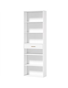 HOMCOM Bookcase Narrow Tall Space-Saving Bookshelf Drawer Open Shelves 60 x 24 x 182 cm White
