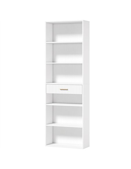 HOMCOM Bookcase Narrow Tall Space-Saving Bookshelf Drawer Open Shelves 60 x 24 x 182 cm White - pic 206235 | FastDaddyshop