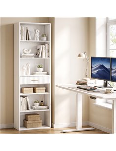 HOMCOM Bookcase Narrow Tall Space-Saving Bookshelf Drawer Open Shelves 60 x 24 x 182 cm White 2