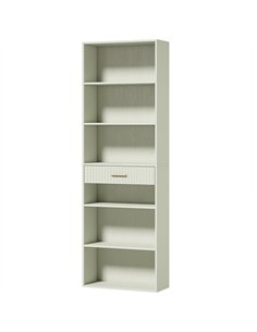 HOMCOM Bookcase Narrow Tall Space-Saving Bookshelf Drawer Open Shelves 60 x 24 x 182 cm Light Green