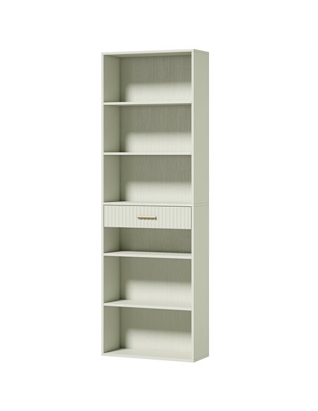 HOMCOM Bookcase Narrow Tall Space-Saving Bookshelf Drawer Open Shelves 60 x 24 x 182 cm Light Green - pic 206253 | FastDaddyshop