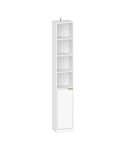 HOMCOM Bookcase Adjustable Shelf Bookshelf Anti-Tip Hardware 6-Tier Storage Cabinet White Wood Effect