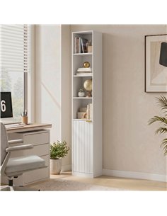 HOMCOM Bookcase Adjustable Shelf Bookshelf Anti-Tip Hardware 6-Tier Storage Cabinet White Wood Effect 2