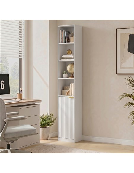 HOMCOM Bookcase Adjustable Shelf Bookshelf Anti-Tip Hardware 6-Tier Storage Cabinet White Wood Effect - pic 206263 | FastDaddyshop