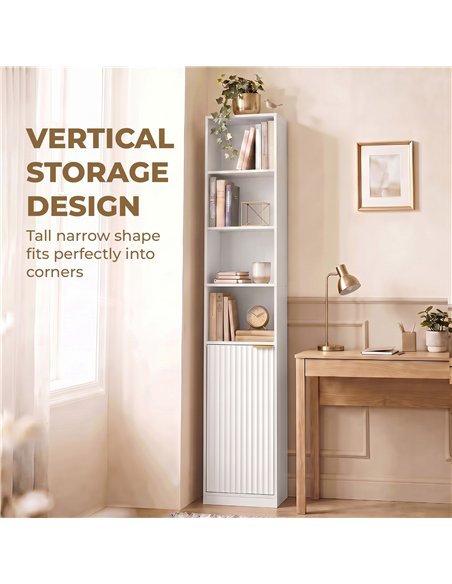 HOMCOM Bookcase Adjustable Shelf Bookshelf Anti-Tip Hardware 6-Tier Storage Cabinet White Wood Effect - pic 206266 | FastDaddyshop