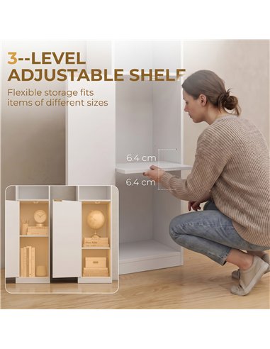 HOMCOM Bookcase Adjustable Shelf Bookshelf Anti-Tip Hardware 6-Tier Storage Cabinet White Wood Effect