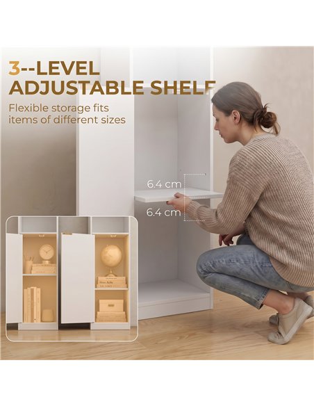 HOMCOM Bookcase Adjustable Shelf Bookshelf Anti-Tip Hardware 6-Tier Storage Cabinet White Wood Effect - pic 206267 | FastDaddyshop