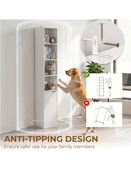 HOMCOM Bookcase Adjustable Shelf Bookshelf Anti-Tip Hardware 6-Tier Storage Cabinet White Wood Effect - pic 206268 | FastDaddyshop