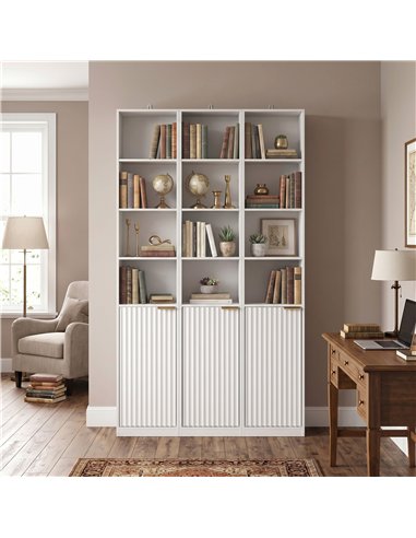 HOMCOM Bookcase Adjustable Shelf Bookshelf Anti-Tip Hardware 6-Tier Storage Cabinet White Wood Effect