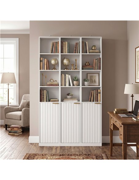 HOMCOM Bookcase Adjustable Shelf Bookshelf Anti-Tip Hardware 6-Tier Storage Cabinet White Wood Effect - pic 206269 | FastDaddyshop