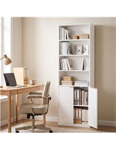 HOMCOM Bookcase Adjustable Shelf Bookshelf Anti-Tip Hardware 6-Tier, White 2