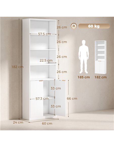 HOMCOM Bookcase Adjustable Shelf Bookshelf Anti-Tip Hardware 6-Tier, White - pic 206273 | FastDaddyshop