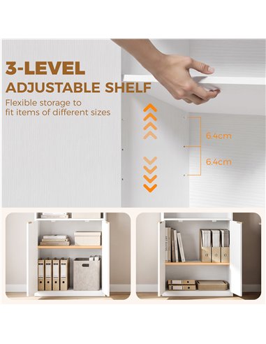 HOMCOM Bookcase Adjustable Shelf Bookshelf Anti-Tip Hardware 6-Tier, White
