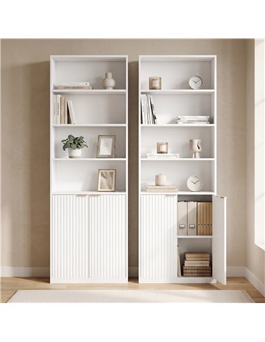 HOMCOM Bookcase Adjustable Shelf Bookshelf Anti-Tip Hardware 6-Tier, White