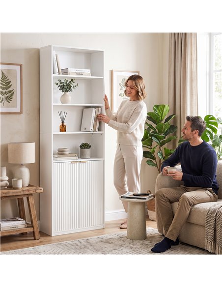 HOMCOM Bookcase Adjustable Shelf Bookshelf Anti-Tip Hardware 6-Tier, White - pic 206279 | FastDaddyshop