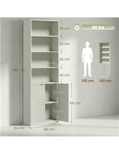 HOMCOM Bookcase Adjustable Shelf Bookshelf Anti-Tip Hardware 6-Tier, Light Green