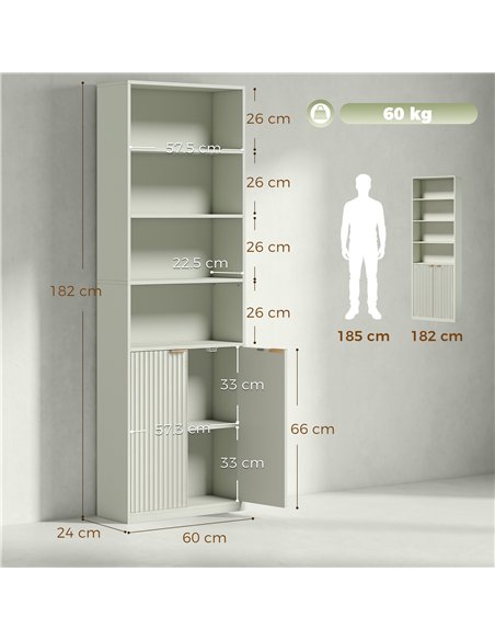 HOMCOM Bookcase Adjustable Shelf Bookshelf Anti-Tip Hardware 6-Tier, Light Green - pic 206282 | FastDaddyshop