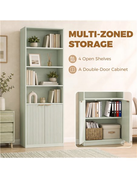 HOMCOM Bookcase Adjustable Shelf Bookshelf Anti-Tip Hardware 6-Tier, Light Green - pic 206283 | FastDaddyshop