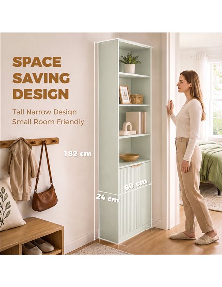 HOMCOM Bookcase Adjustable Shelf Bookshelf Anti-Tip Hardware 6-Tier, Light Green - pic 206284 | FastDaddyshop