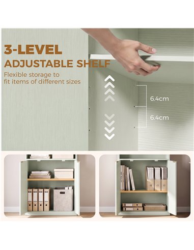 HOMCOM Bookcase Adjustable Shelf Bookshelf Anti-Tip Hardware 6-Tier, Light Green