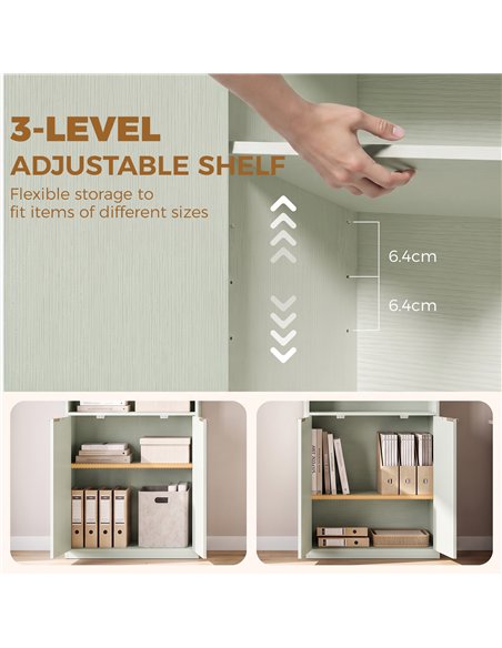 HOMCOM Bookcase Adjustable Shelf Bookshelf Anti-Tip Hardware 6-Tier, Light Green - pic 206285 | FastDaddyshop