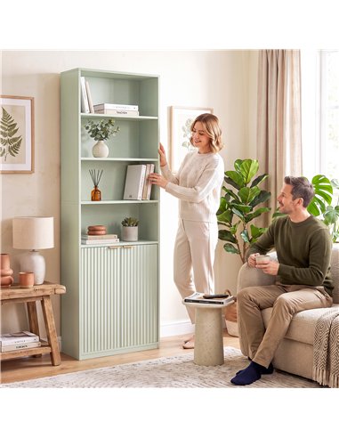 HOMCOM Bookcase Adjustable Shelf Bookshelf Anti-Tip Hardware 6-Tier, Light Green