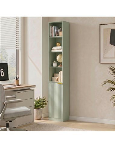 HOMCOM Bookcase Adjustable Shelf Bookshelf Anti-Tip Hardware 6-Tier Storage Cabinet Light Green