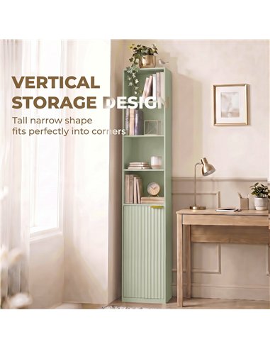 HOMCOM Bookcase Adjustable Shelf Bookshelf Anti-Tip Hardware 6-Tier Storage Cabinet Light Green