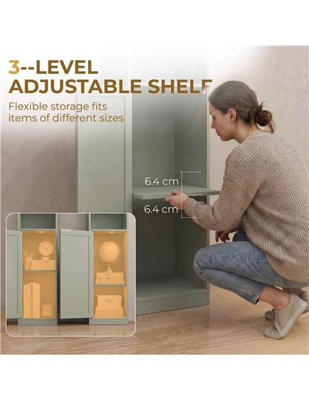 HOMCOM Bookcase Adjustable Shelf Bookshelf Anti-Tip Hardware 6-Tier Storage Cabinet Light Green - pic 206294 | FastDaddyshop