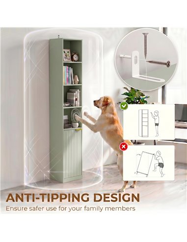 HOMCOM Bookcase Adjustable Shelf Bookshelf Anti-Tip Hardware 6-Tier Storage Cabinet Light Green