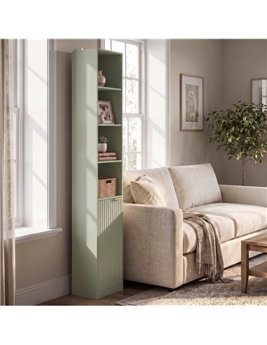 HOMCOM Bookcase Adjustable Shelf Bookshelf Anti-Tip Hardware 6-Tier Storage Cabinet Light Green
